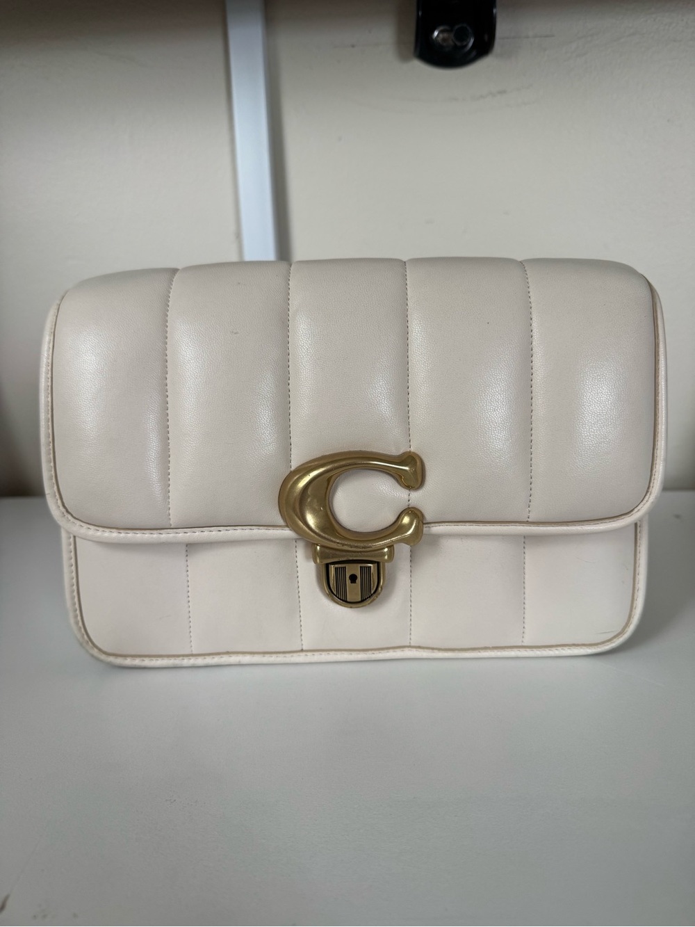 COACH Studio Shoulder Bag With Quilting Chalk White Tabby Crossbody